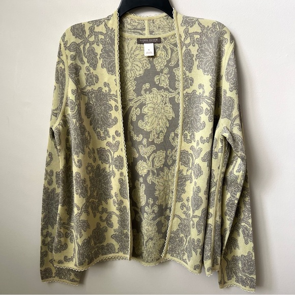 Sigrid Olsen Sweaters - Sigrid Olsen Floral Open Cardigan Silk Blend Beaded Preppy Feminine Multi XL